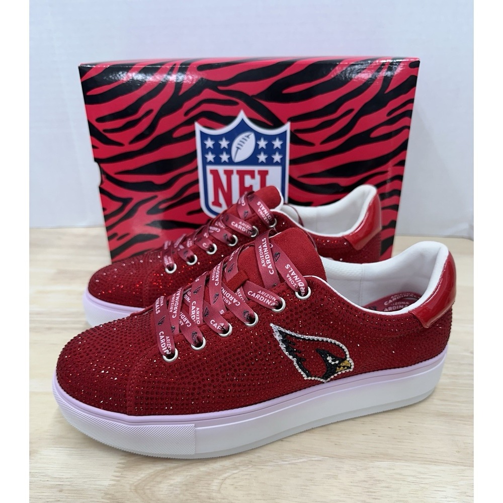 Arizona Cardinals Women's 10 Cuce Red Team Color Crystal Sneakers Shoes - New